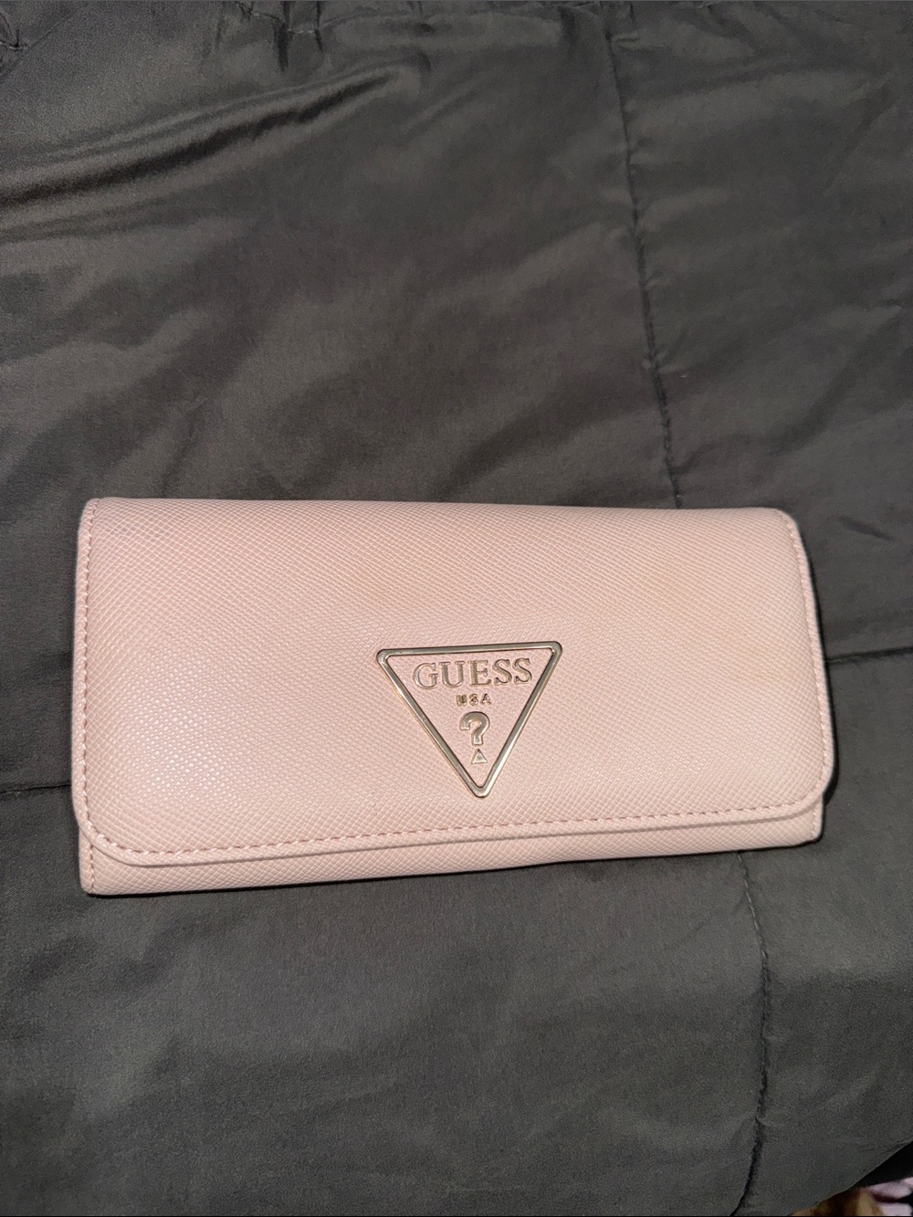 GUESS Blush Pink Triangular Logo Continental Wallet